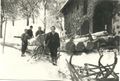 Holzbringung mit Hornschlitten beim Schmeißer in Limberg 1953