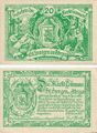Notgeld Marktkommune 20 Heller mit Rückseite